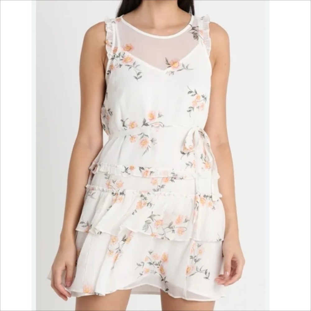 NWT Abercrombie & Fitch White Floral Sheer 2pc Slip & Dress Set Size XL